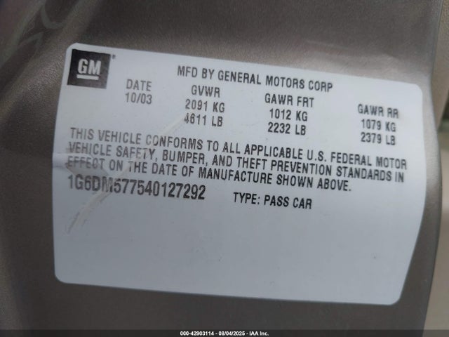 2004 CADILLAC CTS 1G6DM577540127292 Photo 8