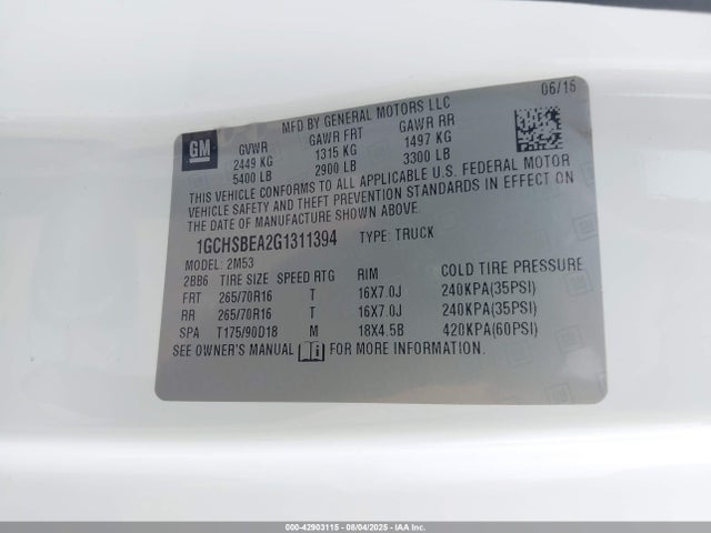 Chevrolet lcv - sidi; dcvcp; vvt; e85 max, e0-e100, alum 2016 1GCHSBEA2G1311394 Image 9