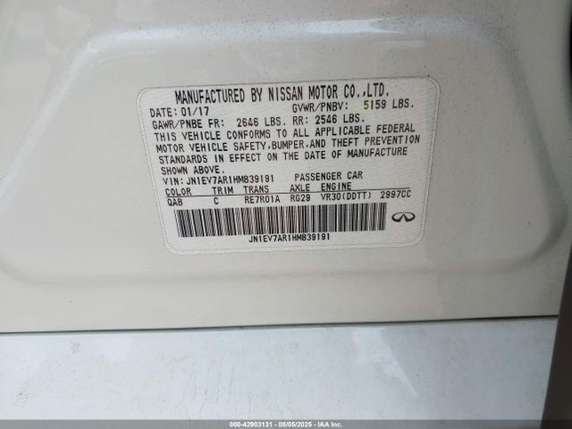 JN1EV7AR1HM839191 Infiniti Q50