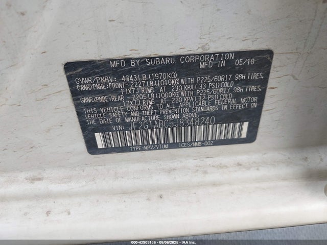 Subaru naturally aspirated 2018 JF2GTABC5J8348240 Image 9