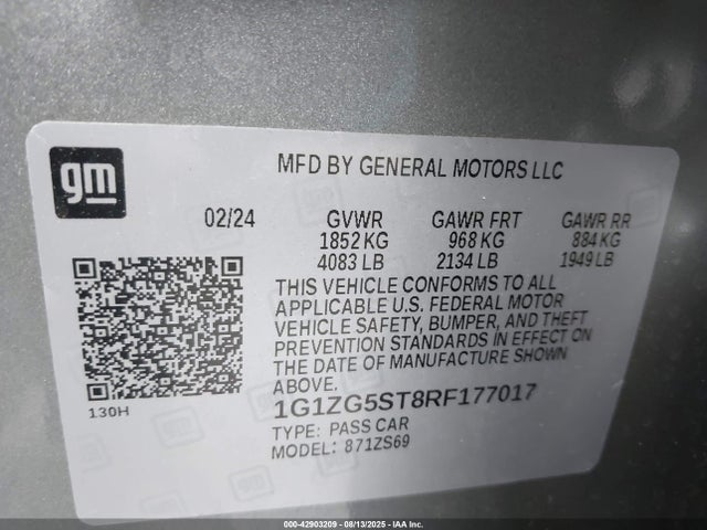 1G1ZG5ST8RF177017 Chevrolet lfv