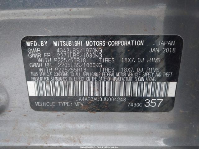 2018 MITSUBISHI OUTLANDER SPORT JA4AR3AU8JU004248 Photo 8