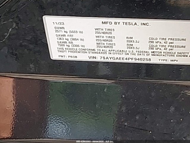 2023 TESLA MODEL Y 7SAYGAEE4PF940258 Photo 8