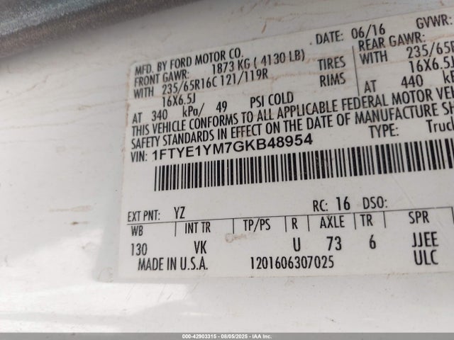 Ford Transit 2016 1FTYE1YM7GKB48954 Image 9
