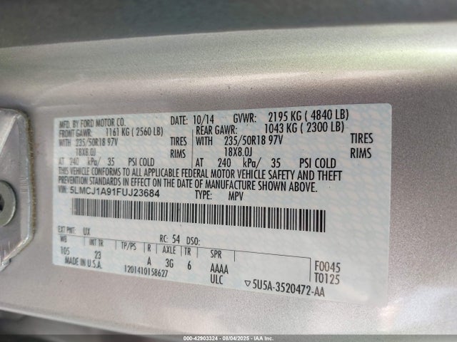5LMCJ1A91FUJ23684 Lincoln MKC