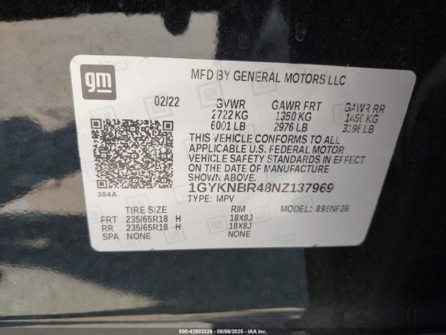 2022 CADILLAC XT5 1GYKNBR48NZ137969 Photo 8