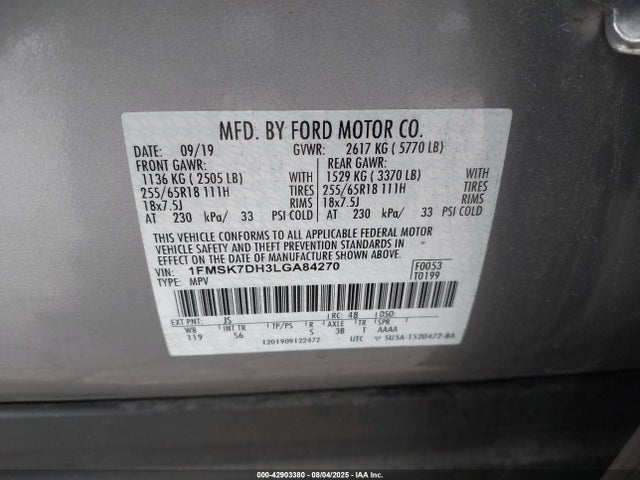 Ford 2020 2020 1FMSK7DH3LGA84270 Image 9