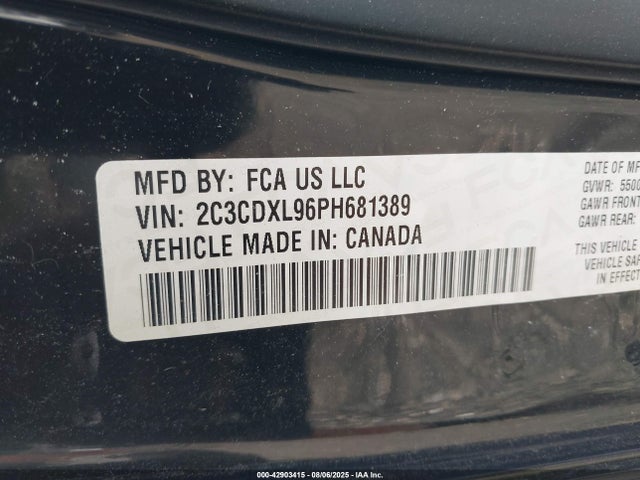 2C3CDXL96PH681389 Dodge 2023