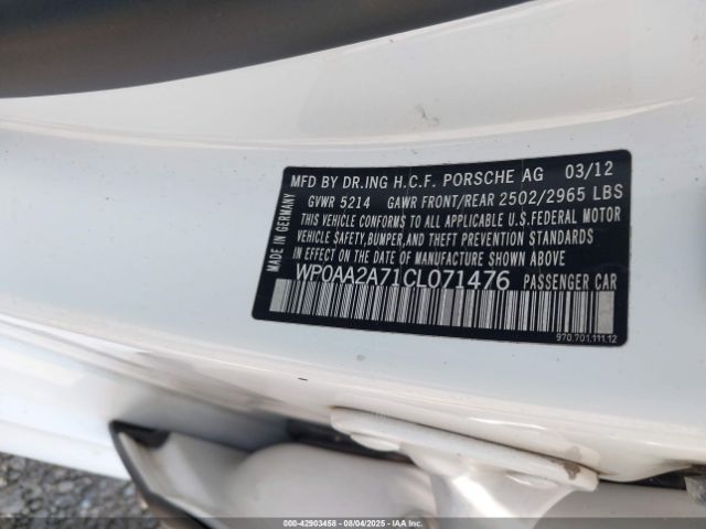 2012 PORSCHE PANAMERA WP0AA2A71CL071476 Photo 8