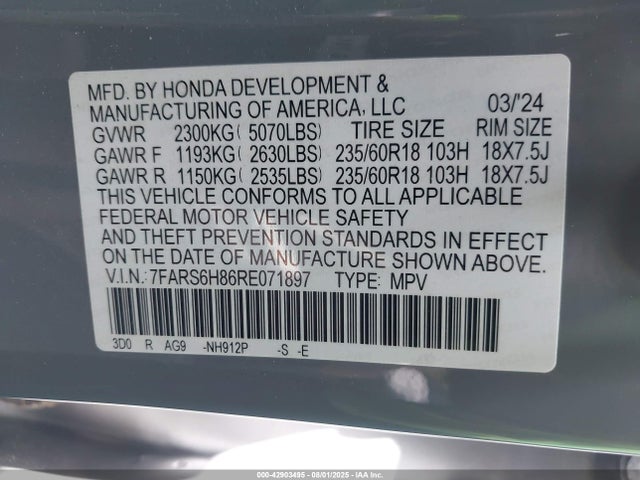 Honda lfc3 2024 7FARS6H86RE071897 Image 9