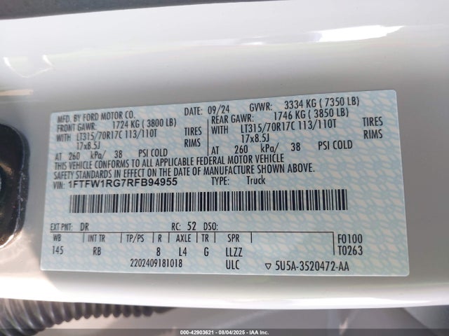 1FTFW1RG7RFB94955 Ford gtdi