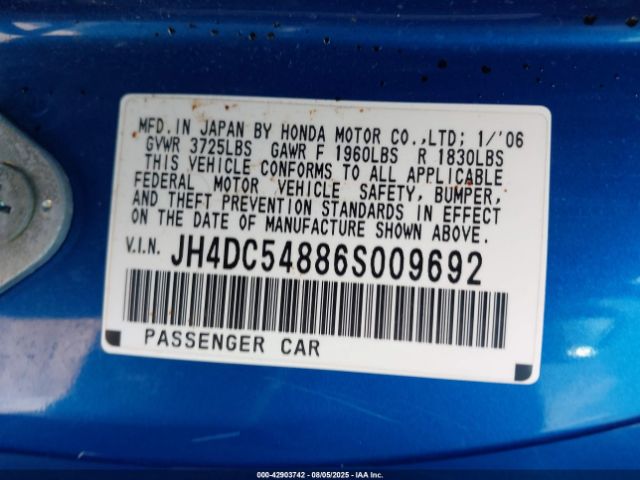 2006 ACURA RSX JH4DC54886S009692 Photo 8