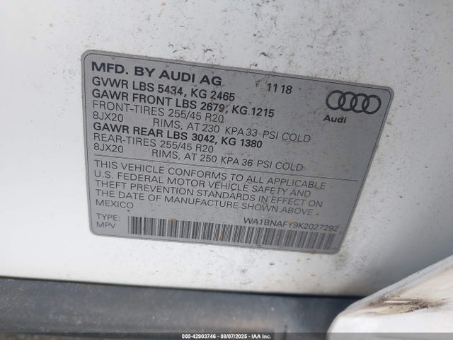 2019 AUDI Q5 WA1BNAFY9K2027292 Photo 8