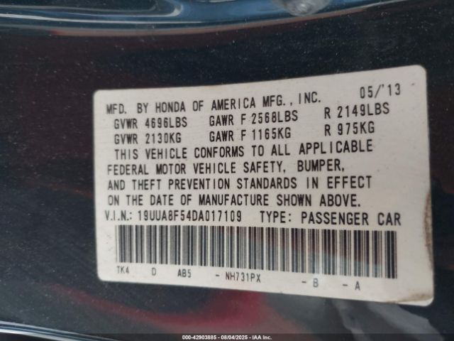 2013 ACURA TL 19UUA8F54DA017109 Photo 8