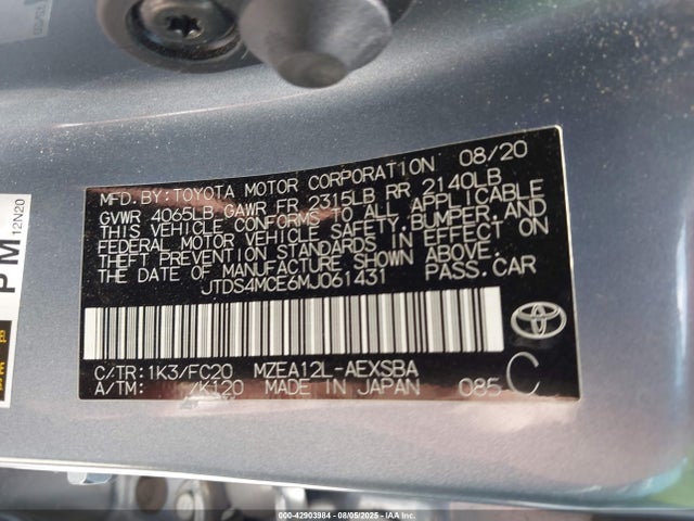 JTDS4MCE6MJ061431 Toyota m20-fks