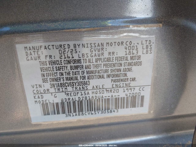 3N1AB8CV6SY305843 Nissan 2025