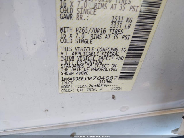 1N6AD0ER3JN764507 Nissan Frontier
