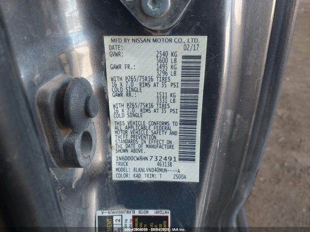 Nissan 2017 2017 1N6DD0CW8HN732491 Image 9