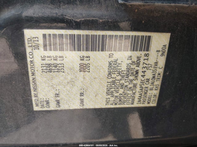 Nissan Maxima 2014 1N4AA5AP5EC443718 Image 9