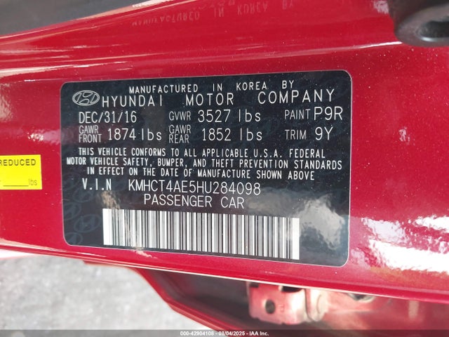 Hyundai 2017 2017 KMHCT4AE5HU284098 Image 9