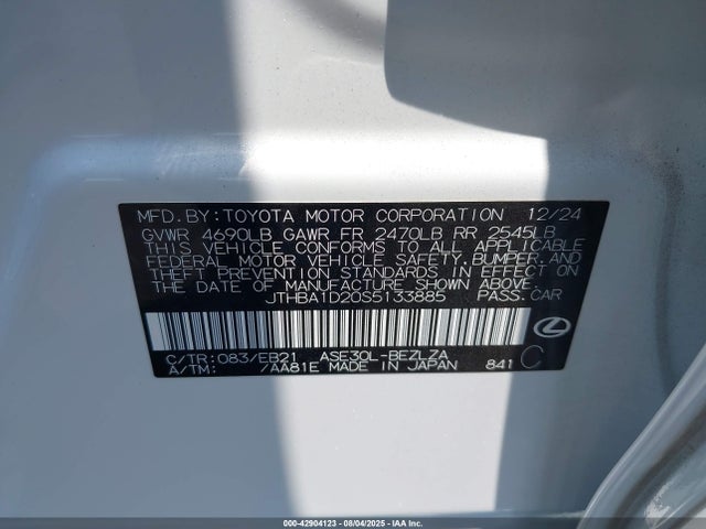 Lexus 8ar-fts 2025 JTHBA1D20S5133885 Image 9