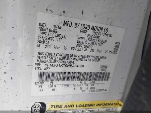1FMJU1KT0HEA34228 Ford 3.5l gtdi ffv/gasoline