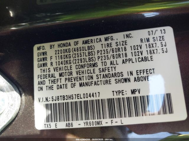 2014 ACURA RDX 5J8TB3H57EL004417 Photo 8