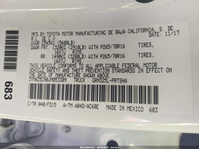 Toyota 2gr-fks 2018 3TMAZ5CN0JM053309 Image 9