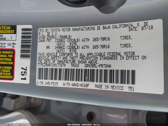 3TMCZ5AN7JM177279 Toyota 2gr-fks