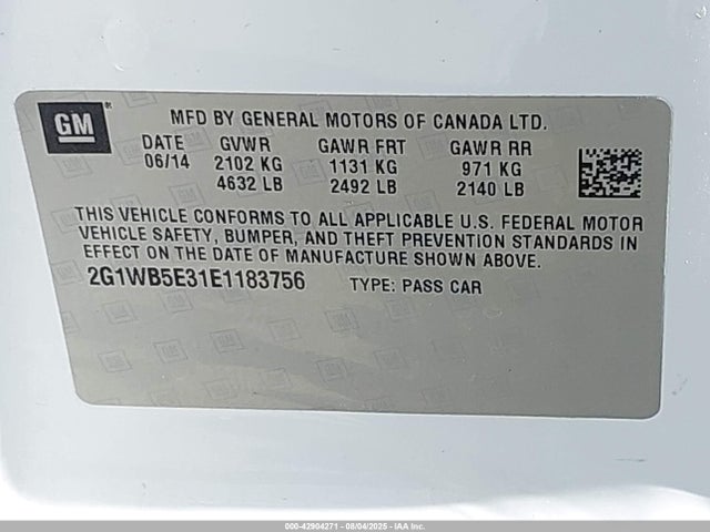 2G1WB5E31E1183756 Chevrolet lfx