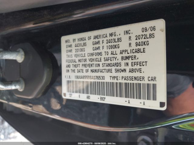 2006 ACURA TL 19UUA65586A076530 Photo 8