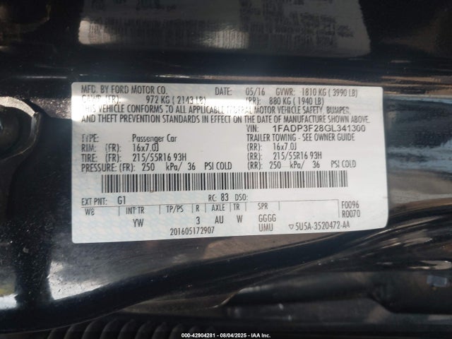 Ford Focus 2016 1FADP3F28GL341300 Image 9