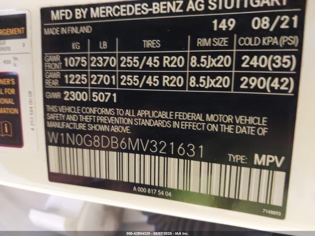 W1N0G8DB6MV321631 Mercedes-Benz m264