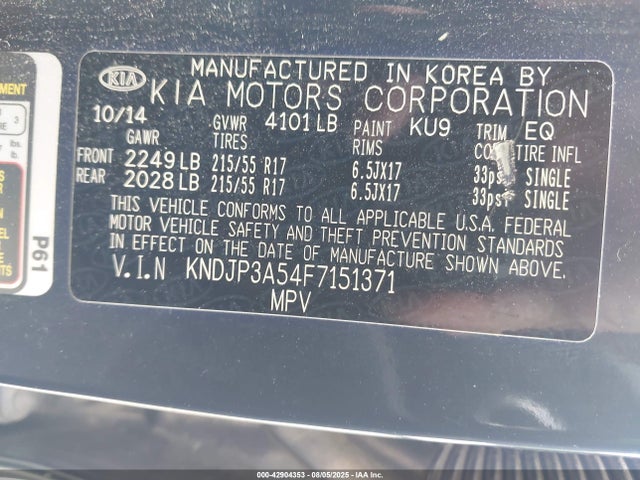 KIA dohc gdi nu 2015 KNDJP3A54F7151371 Image 9