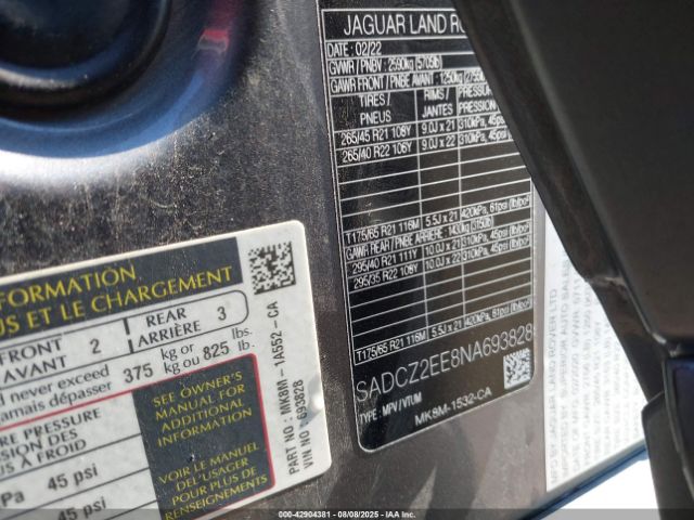 2022 JAGUAR F-PACE SADCZ2EE8NA693828 Photo 8