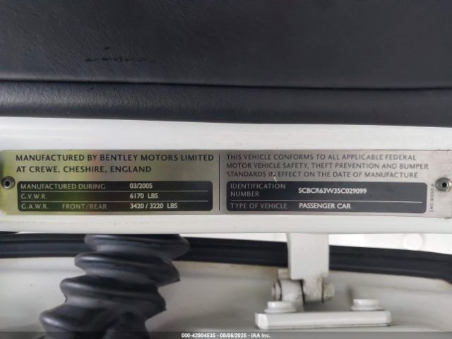 2005 BENTLEY CONTINENTAL GT SCBCR63W35C029099 Photo 8