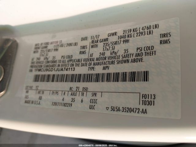 2018 FORD ESCAPE 1FMCU9GD1JUA74113 Photo 8