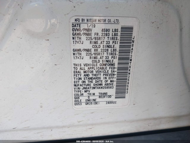 Nissan Rogue 2019 JN8AT2MTXKW259563 Image 9