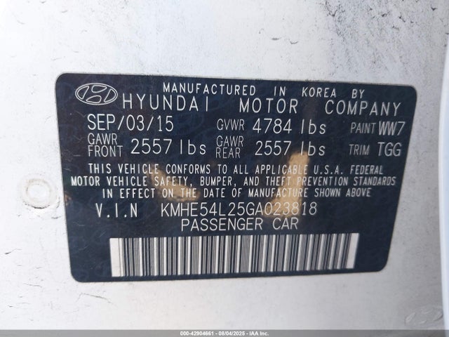 KMHE54L25GA023818 Hyundai gdi nu