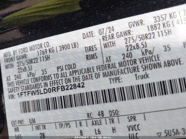 2024 FORD F-150 1FTFW5LD0RFB22842 Photo 8