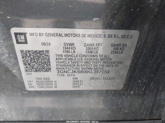 Chevrolet luv - mfi, variable valve timing, e85 max, alum 2019 3GNCJKSBXKL397153 Image 9