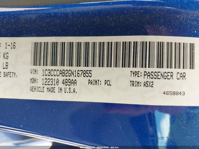 1C3CCCAB2GN167855 Chrysler 2016