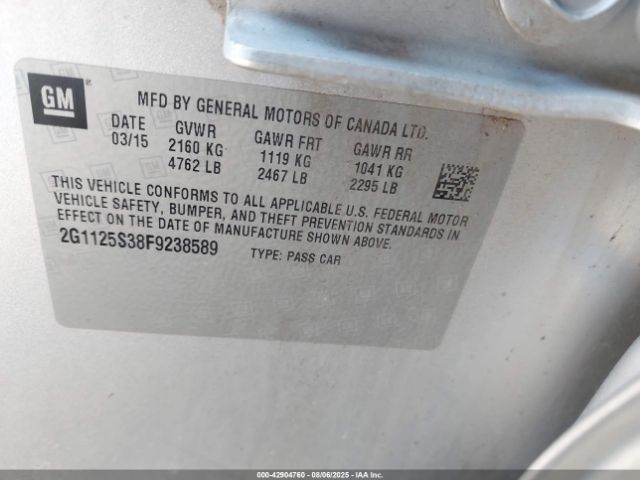 2015 CHEVROLET IMPALA 2G1125S38F9238589 Photo 8