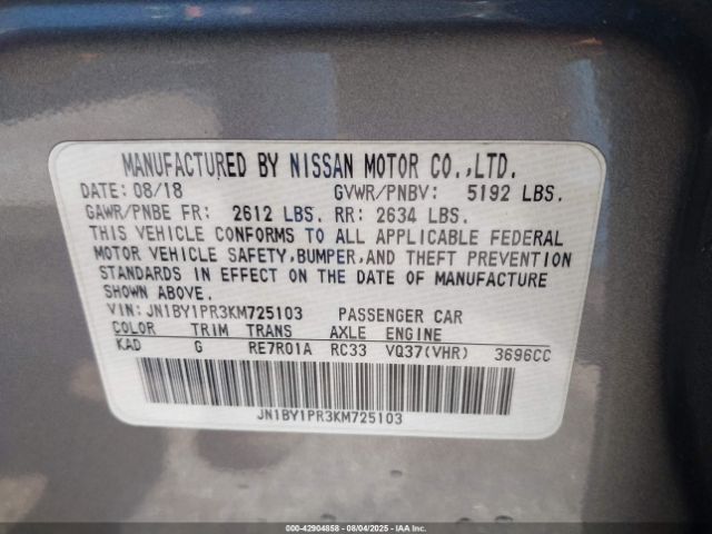 2019 INFINITI Q70L JN1BY1PR3KM725103 Photo 8