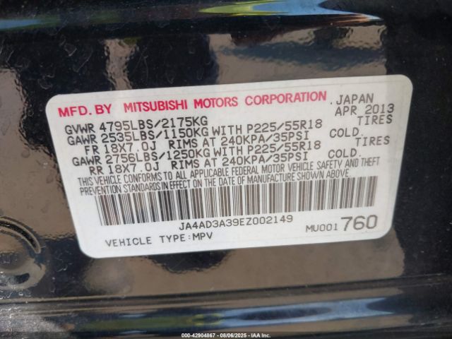 2014 MITSUBISHI OUTLANDER JA4AD3A39EZ002149 Photo 8