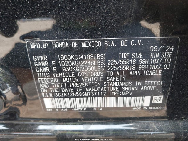 3CZRZ2H58SM737112 Honda k20z5