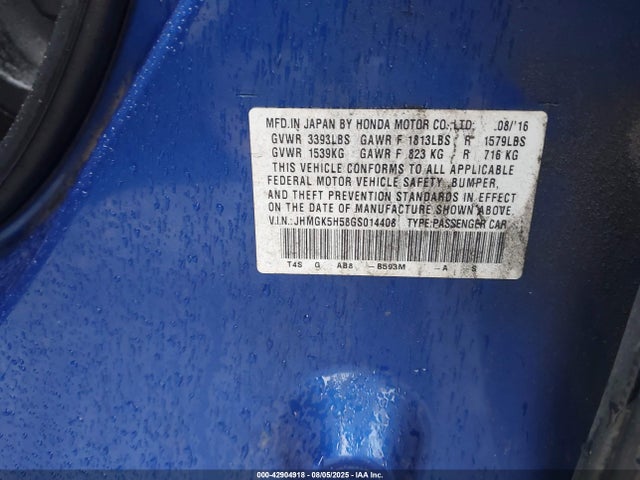 JHMGK5H58GS014408 Honda l15b1