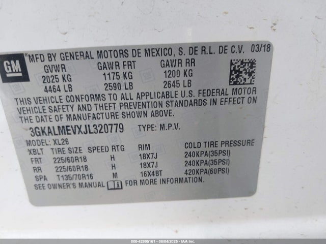 3GKALMEVXJL320779 GMC lyx - direct injection, vvt, fgt, turbo, alum, gen 1
