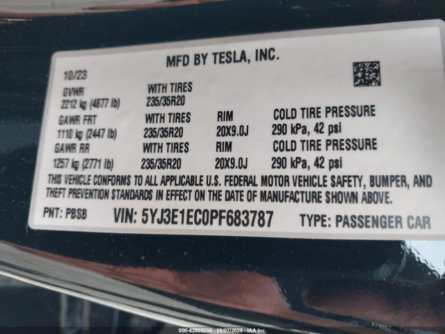 2023 TESLA MODEL 3 5YJ3E1EC0PF683787 Photo 8