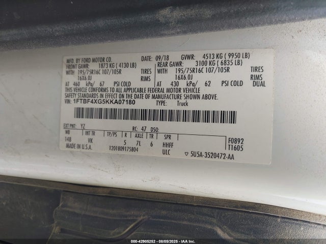 Ford Transit 2019 1FTBF4XG5KKA07180 Image 9